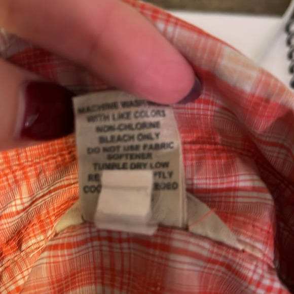 Duluth Trading Co Women’s orange plaid long sleeve button up shirt. Size‎ L - Picture 10 of 10